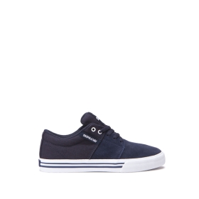 Supra Kids STACKS II VULC Navy/white Low Top Shoes | CA-77689